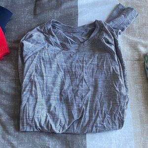 lululemon athletica Black and White Striped Long Sleeve Top